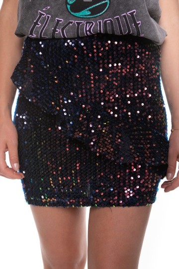 COLOURFUL REBEL SEQUINS RUFFLE SKIRT