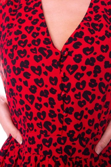 HASHTAG BIJ MARLEEN COLOURFUL REBEL AIMEE LEOPARD PUFF SLEEVE DRESS