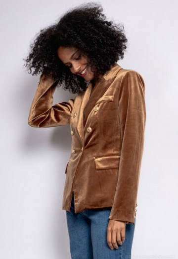 ATTENTIF BLAZER VELVET CAMEL
