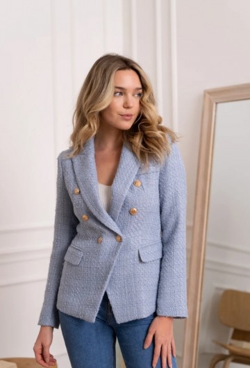 ATTENTIF BLAZER BOUCLÉ BLUE