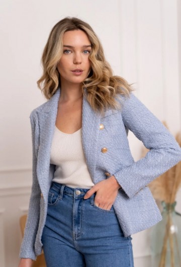 ATTENTIF BLAZER BOUCLÉ BLUE