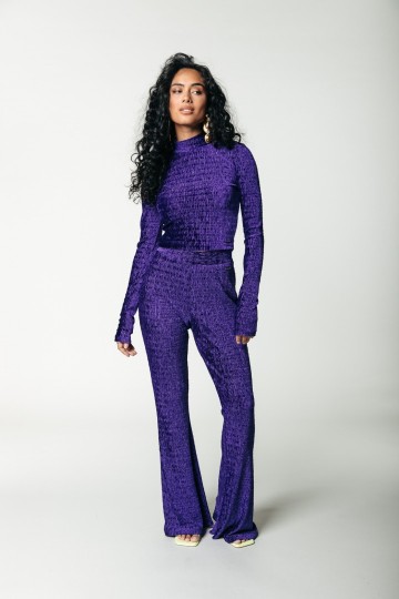 COLOURFUL REBEL BROEK VELVET PURPLE